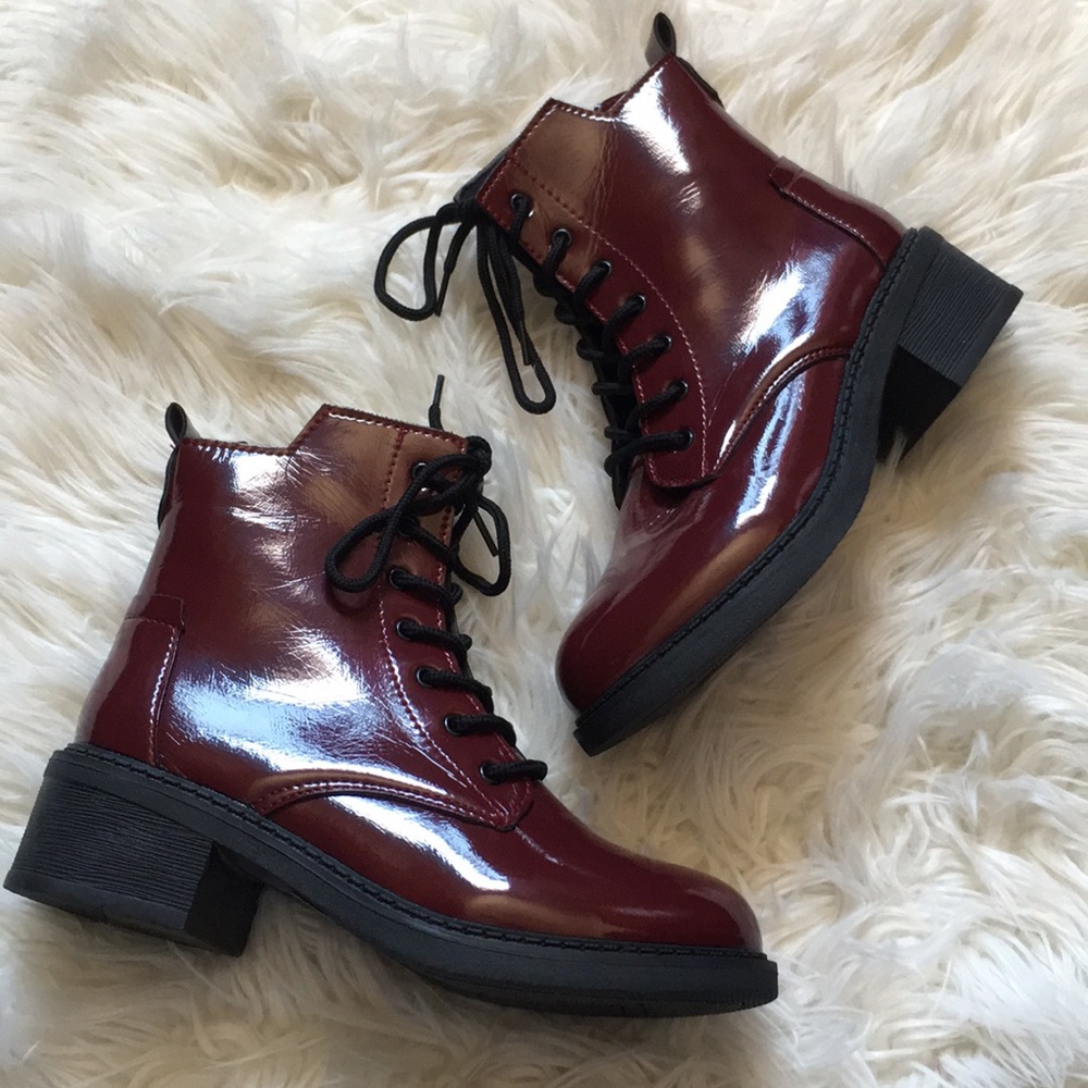 Burgundy Combat Boots